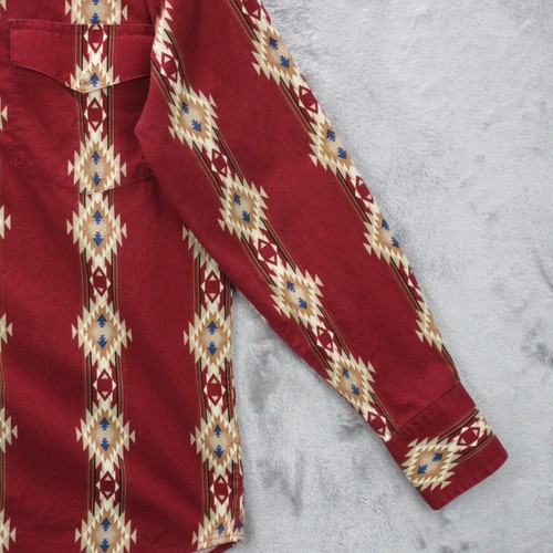 Wrangler Shirt Men's Medium Maroon Western Pearl Snap Aztec Cowboy - Picture 5 of 16