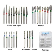 Dental Diamond Bur FG Pear 830/010 Round End Taper Cylinder Football Coarse 856