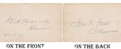 Signed Confederate Soldiers William Harris KS Senator & James Jones AR Senator