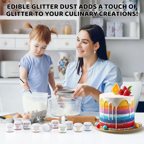 Essbarer Glitzer Set 2 Farben - Blau Und Grün Glitzerpulver Für Getränke Geschma - Bild 7 von 7
