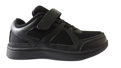 Jungen Leder Schulschuh Kinder Kinder Touch Verschluss Atmungsaktiv Schwarz Sneaker