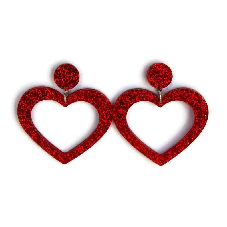Red heart dangle clearance earrings