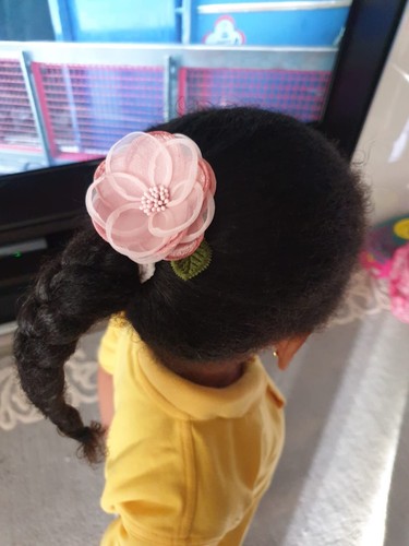 Kids Hair Clips Flower Barrettes Floral Handmade ( single piece) - Pink lemonade - Picture 11 of 12