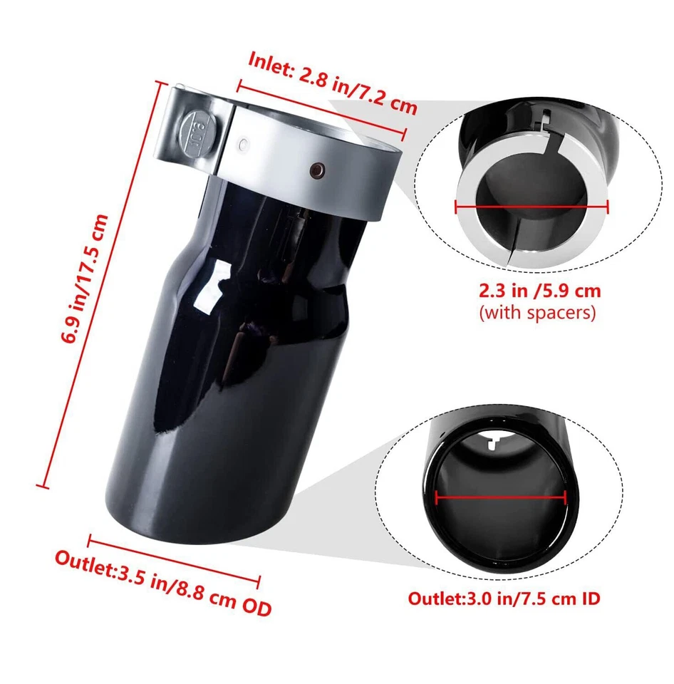 ⭐Para Toyota Tacoma 2005-2023 6,9 pulgadas Cromo Punta de escape Abrazadera Nuevo Pt932-35162 Foto 4 de 4