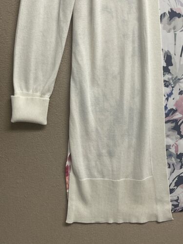 Dana Buchman Women Open Front Duster Cardigan Sheer Floral Ivory Long Sleeve NWT - Picture 5 of 14