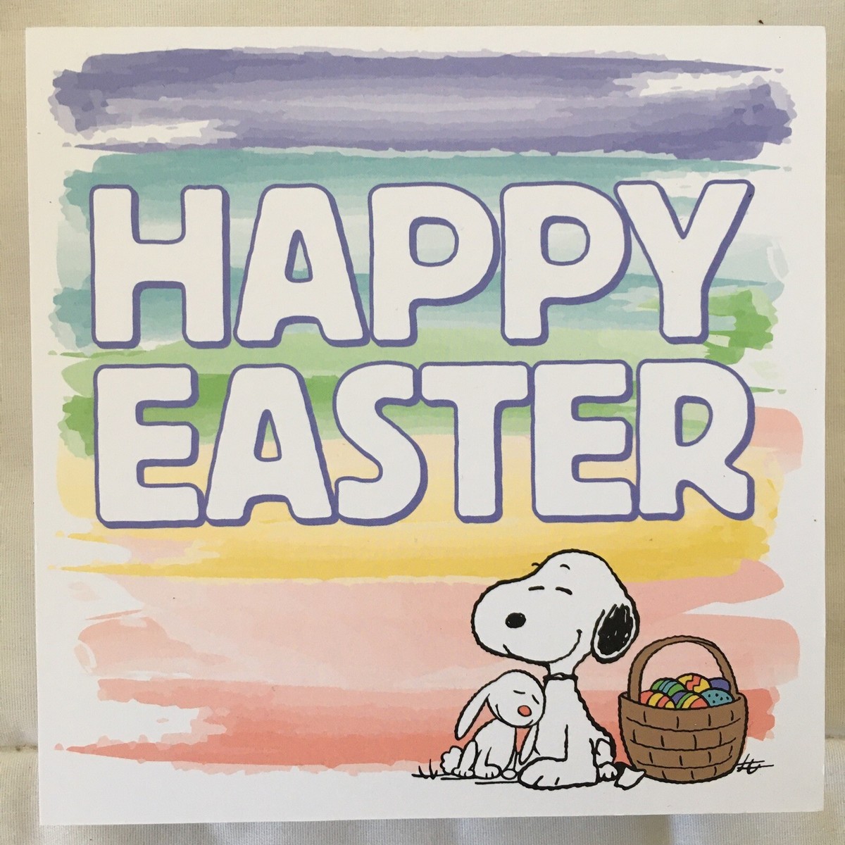 Peanuts~SNOOPY & BUNNY~”HAPPY EASTER”~6”X 6”~2021~Wood Sign~NEW