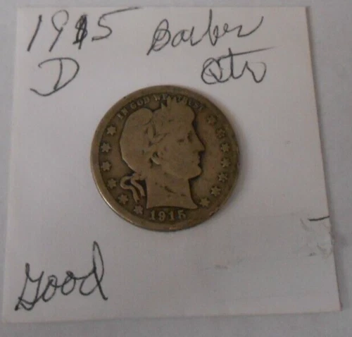 1915 D - BARBER QUARTER  - GOOD