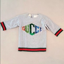 New Gucci Kids Sequin Embroidery Logo Sweater