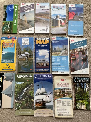 Large US Maps City Vicinity States Series Virginia Vermont Texa AAA Maps Vintage