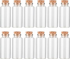 12PCS Mini Glass Bottle with Wood Cork Spers,30ml DIY Decorat Glass