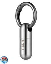 TISUR Micro Keychain Pill Holder, Titanium Pill Case Waterproof Pill Containe