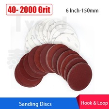 6 Inch-150mm Sanding Discs 40- 2000 Grit Orbital Round Sand Paper Pads Hook Loop
