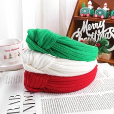 Christmas Headband for Women Girls Solid Knit Xmas Knotted Headbands Wide