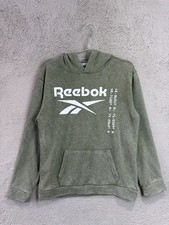 Reebok Hoodie Womens XL 18-20 Green Big Logo Spellout Cotton Pullover Jumper