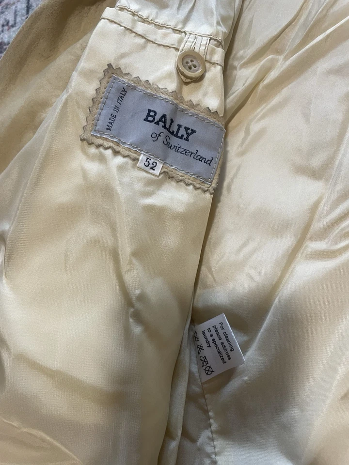 Men Bally of Switzerland Real Leather Blazer Jacket UK 42 Beige Vintage EU 52 - Image 2 of 4
