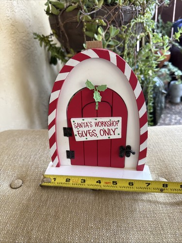 Christmas Elf Prop Santa Workshop Elves Only Door Hinged Door Free Standing 8.5" - Picture 7 of 8