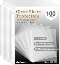 Sheet Protectors 8.5 X 11, Page Protectors for 3 Ring Binder 100Ct Acid-Free C