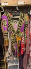 ASOS Geometric Multicolor V-Neck Long Sleeve Short Wrap Dress Women's S