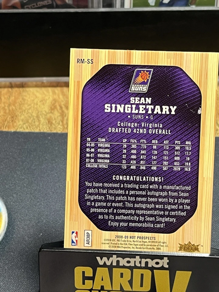 2008-09 Fleer Hot Prospects #157 Sean Singletary Rookie Letterman Patch Auto RPA - Image 2 of 2