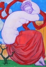 DISEGNO Robert Barillot Donna Nuda Art Déco Scultura Valenciennes Nord Quadro