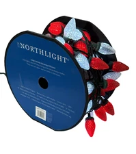 100 Red & White LED Faceted  Christmas Lights Green Wire Approx. 66’ Northlight