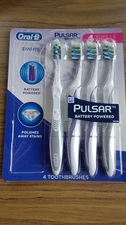 Oral B Pulsar Powered Toothbrush 3D Soft Bristles White Lux AA Battery 1ct 4pack