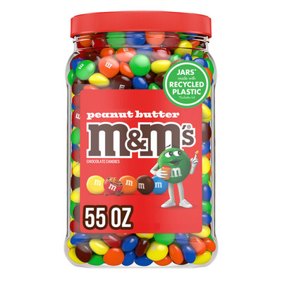 M&M s Peanut Butter Milk Chocolate Candies Candy Jar 55 Oz