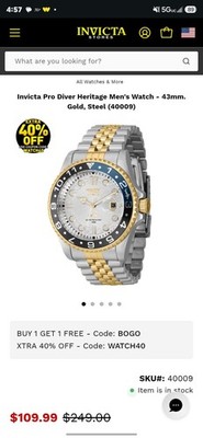 Invicta Pro Diver Men's Watch - 43mm (40009) 