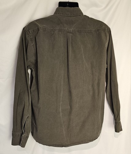 Wrangler Premium Quality Shirt Mens L Long Sleeve Cotton Green Khaki Button Up - Picture 2 of 4
