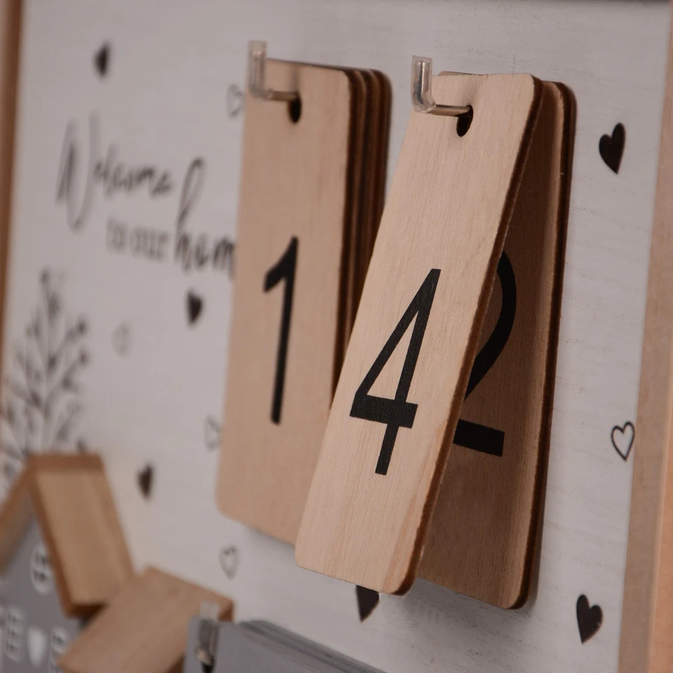 UNUS® Holzkalender Deko-Kalender, Tischkalender, wiederverwendbar, Wandkalender - Bild 4 von 4