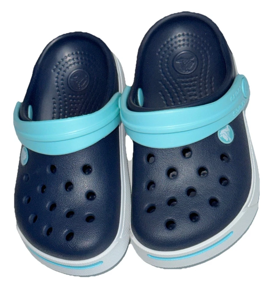 Zuecos Crocs Crocband II azul marino blanco unisex niños pequeños talla 6C/7C sin cordones Foto 3 de 4