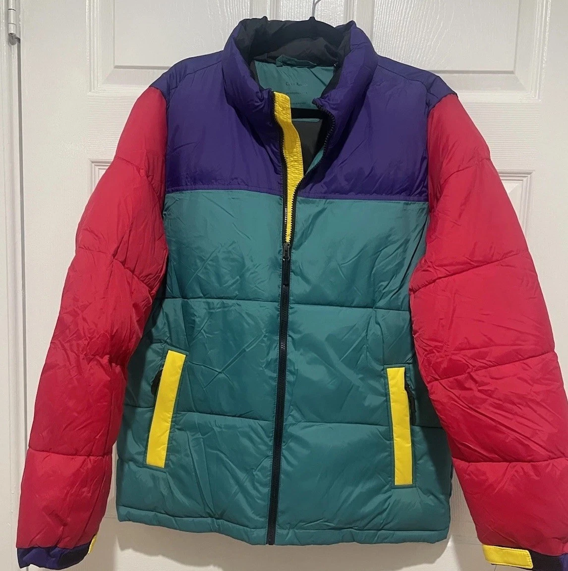 Men”s Club Room Colorblocked Quilted Puffer Jacket Medium Unisex