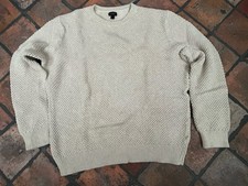 J Crew Textured Knit Crewneck Sweater Cream Cotton Men's Large