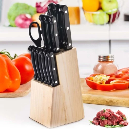 15Piece Knife Cutlery Block Set Kitchen Knife Set Stainless Steel Durable Knives