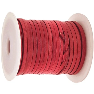 ESNADO Flaches Lederband | Farbe: Antik Rot | 3 x 1 mm | Lederriemen | Länge: wählbar