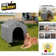 Luxury 42" Weatherproof Outdoor Dog House for Large Breeds with Elevated Bed