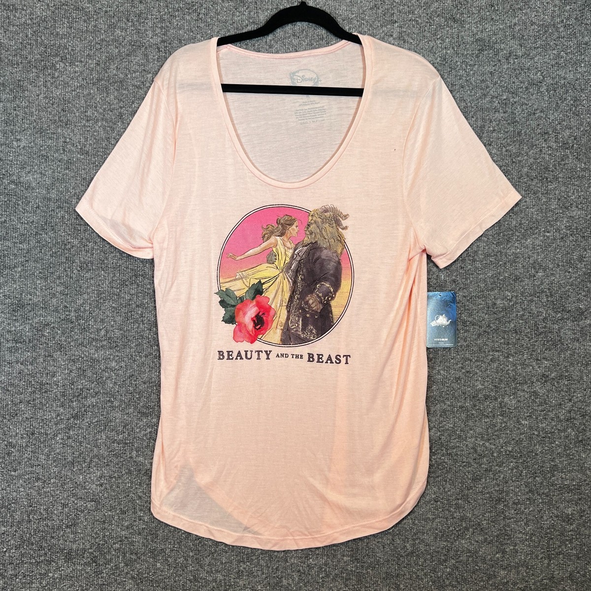 Beauty And The Beast Shirt Womens XL Pink Tshirt Short Sleeve