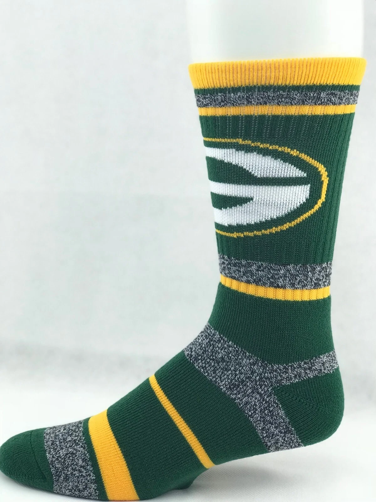 Green Bay Packers Marbled Stripe Socks Large Green
