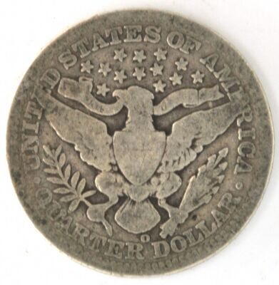 1909 O Barber Quarter Dollar US .900 Silver 25 Cent Coin Semi Key