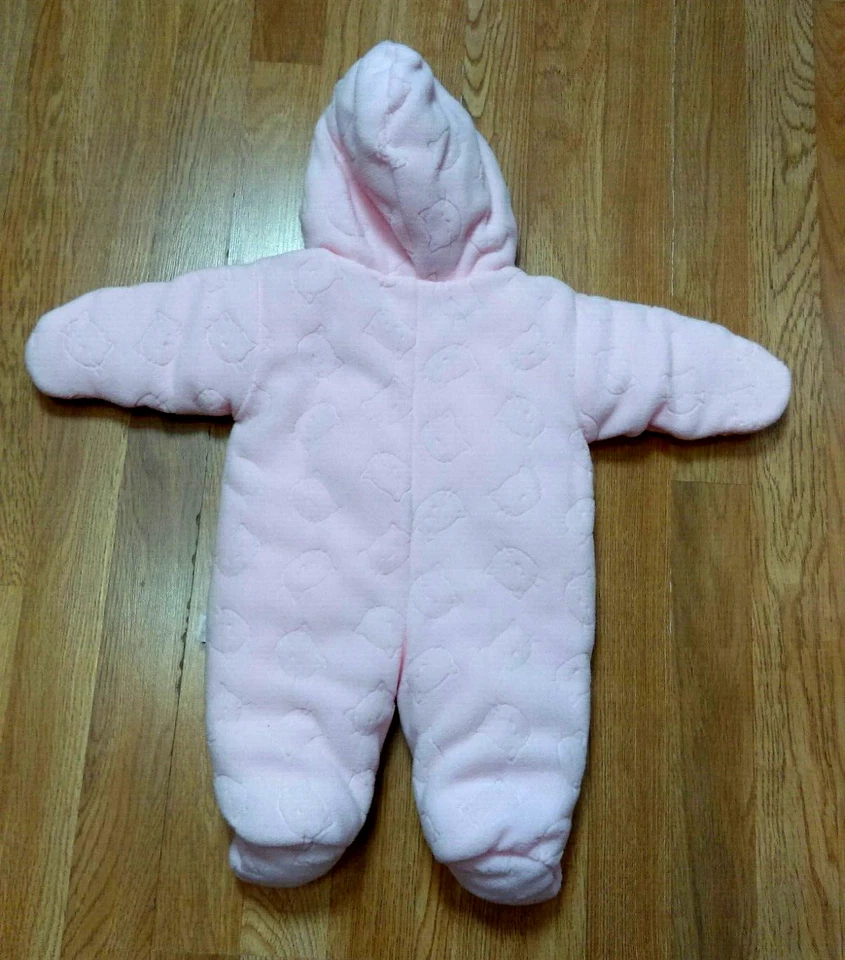 Macacão macacão miniwear gatinho recém-nascido rosa grosso bebê meninas inverno quente 0-3m - Imagem 2 de 4