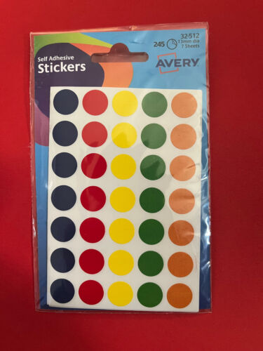 13 mm Avery Dots Aufkleber ~ 245er Pack ~ selbstklebend ~ Belohnungstabelle, Kalender ETC - Bild 1 von 12
