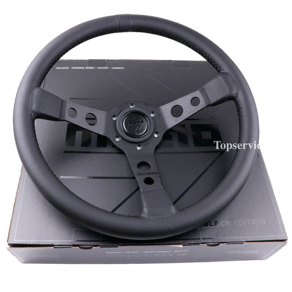 350mm/14inch MOMO MOD07 BLACK EDITION Deep Dish Leather Sport