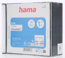 Image of Hama 00051275 Slim CD Jewel Case, pack of 10, Transparent/Black