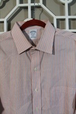 Brooks Brothers Button Up Shirt Mens L Large 16.5 33 Orange Non Iron Regent Men