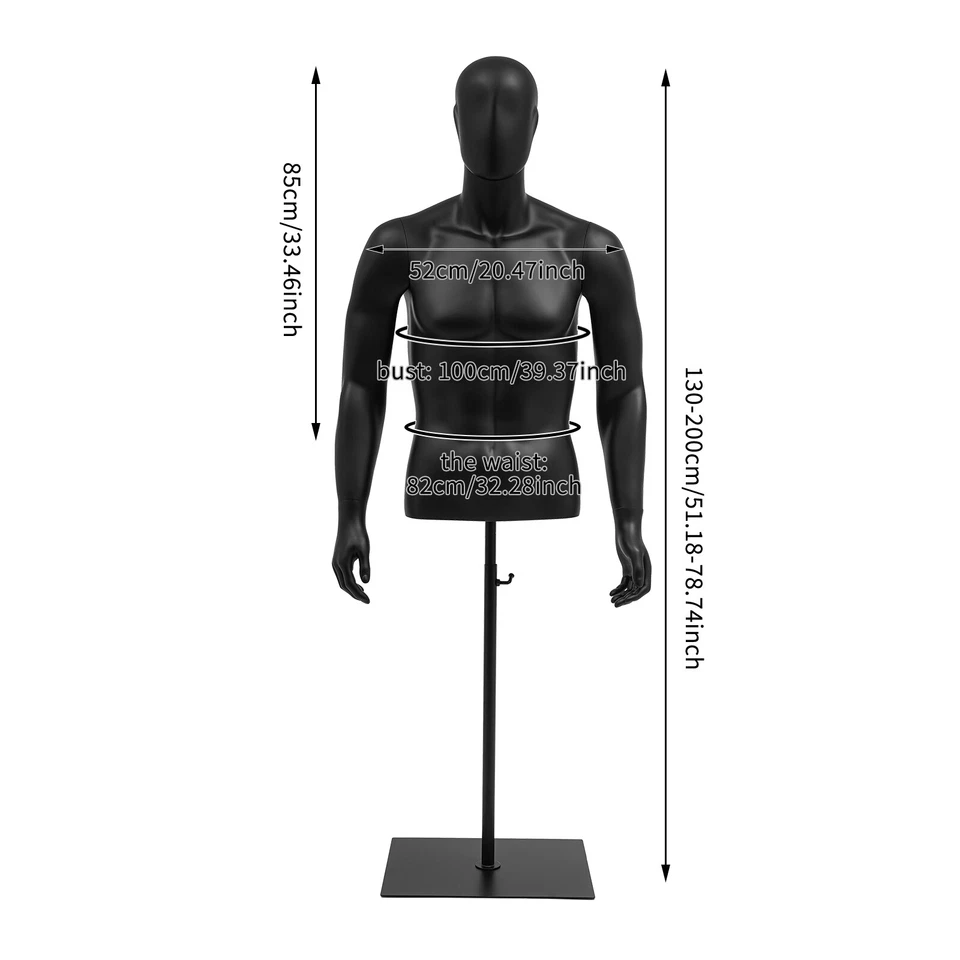 NEW Male Dress Form Display Metal Stand Adjustable Height 1.3-2m Clothing Form - Image 2 of 4