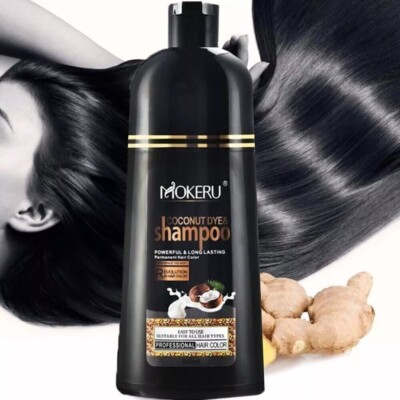 500ml Permanent Black Hair Color Dye Shampoo Natural Herbal Coloring for Unisex