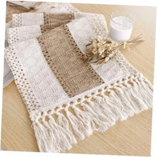 Boho Table Runner with Tassels 108 Inches Long for Table Runner, 12x108" Brown