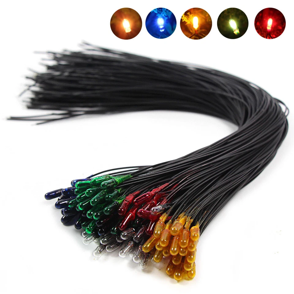 100pcs Pre-wired 3mm 12V Grain of Wheat Bulbs Red Yellow Blue Green White Mixed - Image 2 of 4