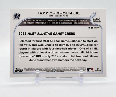2022 Topps Update Series JAZZ CHISHOLM JR All Star Game MARLINS