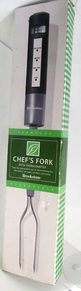 Tenedor de barbacoa Brookstone Chef's con termómetro en caja. Foto 3 de 4